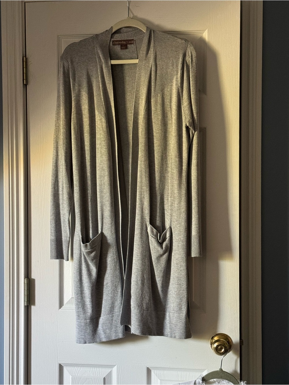 Light Gray Open-Front Pocket Cardigan
